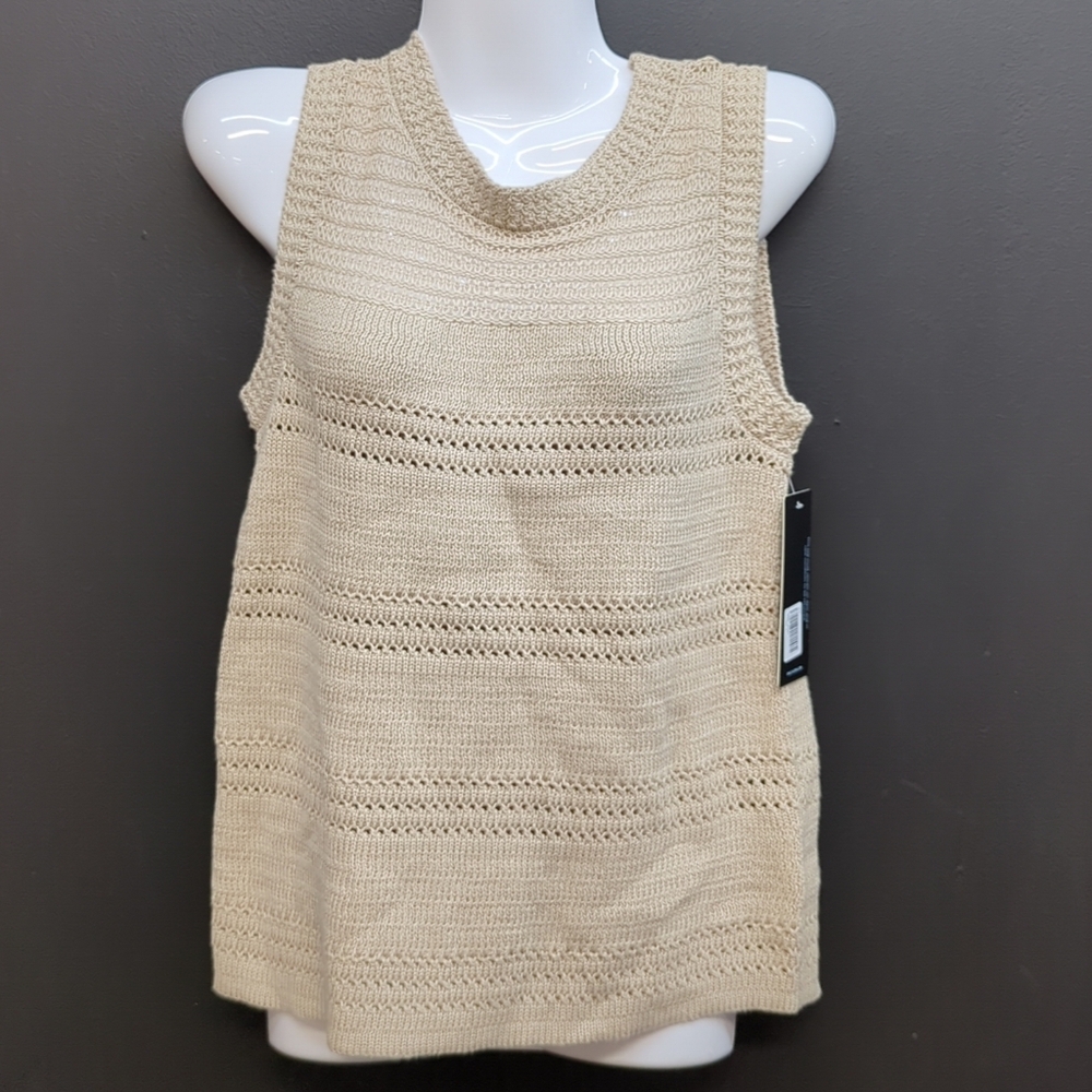 BeCool Waves of Summer Shell Pullover Sweater Women’s Knit Top Small Taupe